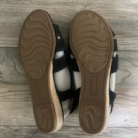 NEW EASY STREET YESENIA WOMEN'S BLACK ESPADRILLE WEDGE SANDALS 8 WW‎ - Picture 12 of 12